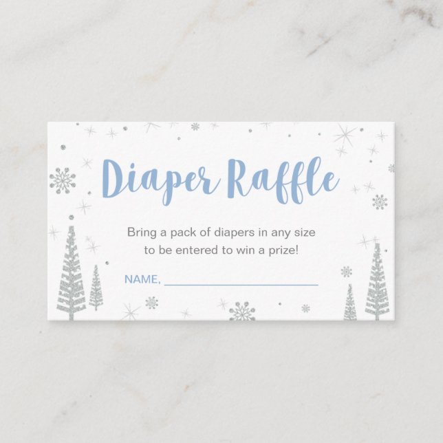 Eintrittskarten für Windeln | Winter Baby Dusche,  Begleitkarte (Vorderseite)