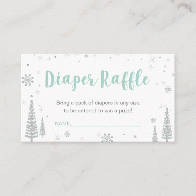Eintrittskarten für Windeln | Winter Baby Dusche,  Begleitkarte (Vorderseite)
