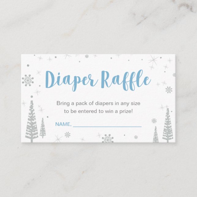 Eintrittskarten für Windeln | Winter Baby Dusche,  Begleitkarte (Vorderseite)
