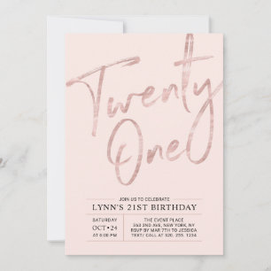 einundzwanzig   Rose Gold Pink 21. Geburtstag Part Einladung