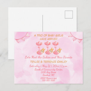 Einvitationskarte für die Babyparty für Drillinge  Postkarte
