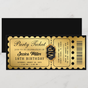 Einvladung zum goldenen Partyticket Einladung