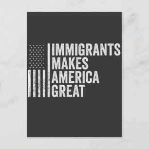 Einwanderer machen Amerika zu einer großen Fahne g Feiertagspostkarte