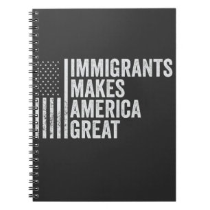 Einwanderer machen Amerika zu einer großen Fahne g Notizblock