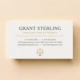 Einwanderungsanwalt Neutral Beige Gold Visitenkarte