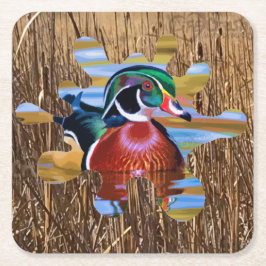 Einwegende Untersetzer, Entenjagd Rechteckiger Pappuntersetzer
