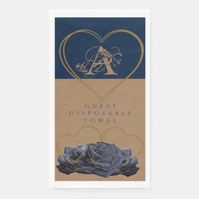 Einweghandtuch Romance in Gold und Blau Serviette (Vorderseite)