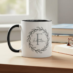 Einweihung Botanischer Blattkranz Monogramm Tasse