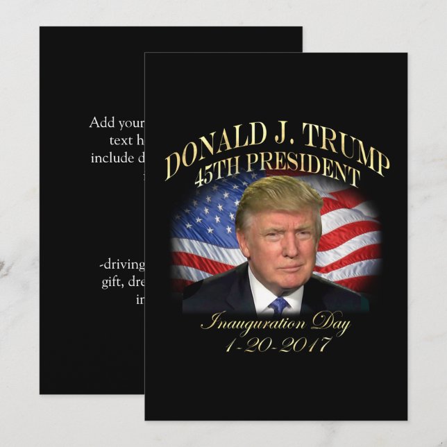 Einweihung Präsidenten-Donald Trump Gedenk Einladung (Vorne/Hinten)