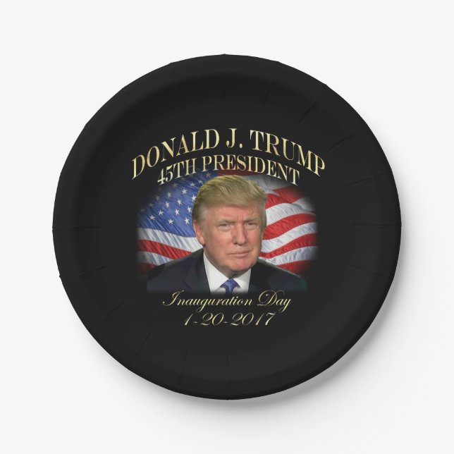 Einweihung Präsidenten-Donald Trump Gedenk Pappteller (Vorderseite)