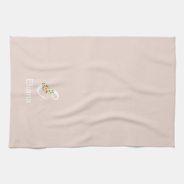 Einweihungs-Blumenmonogramm Geschirrtuch (Horizontal)