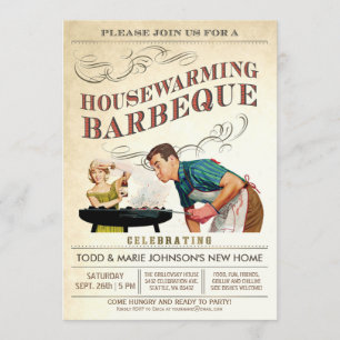 Einweihungsparty-Einladungen   BBQ Vintage Einladung