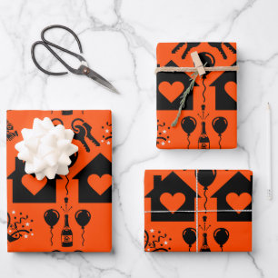 Einweihungsparty Neue Heimat Willkommen Geschenkpapier Set