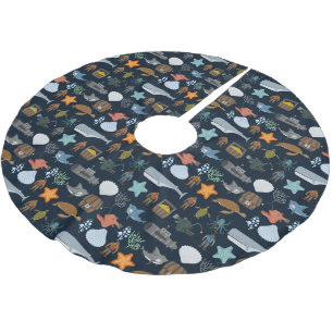 Einwohner des Ozeans Muster 1 Polyester Weihnachtsbaumdecke