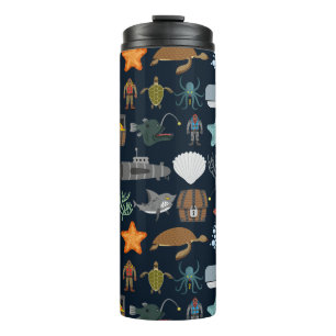 Einwohner des Ozeans Muster 1 Thermosbecher