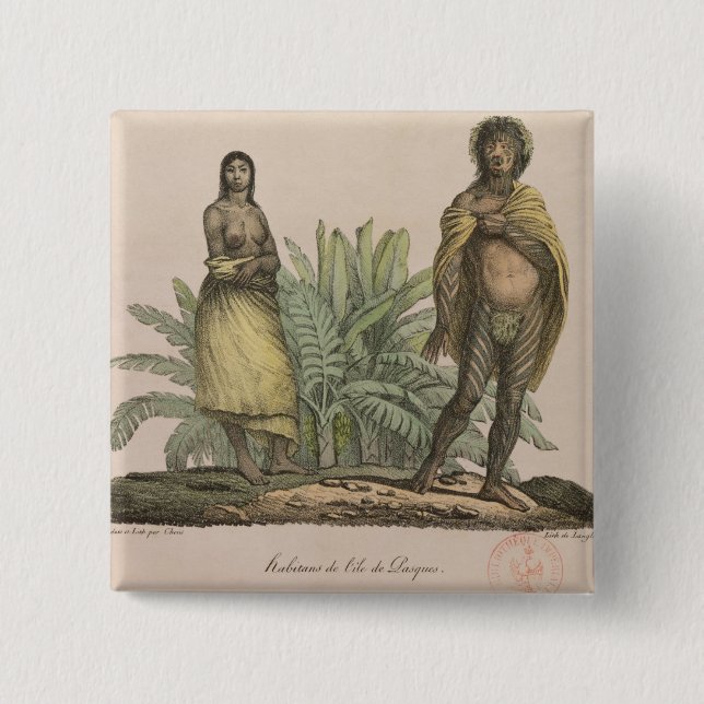 Einwohner von Osterinsel Button (Vorderseite)