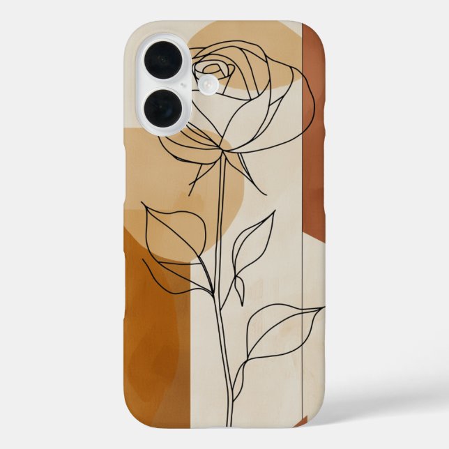 Einzeilige Rose iPhone 16 Hülle (Rückseite)