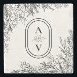 Einzel-Hochzeitsmonographie in Weiß und Schwarz Steinuntersetzer<br><div class="desc">Dieses Untersetzer aus weißem und schwarzem Grödner Hochzeitstil-Stein-Design bietet eine klassische Kombination aus schlichter minimalistischer Typografie mit einer neutralen Schwarz-Weiß-Story und einer schicken Linien-Kunstgrün. Die Moody-Blatt-Silhouette-Verzierungen sind kunstvoll arrangiert, um eine schöne fließende Form zu schaffen, die von den polierten geometrischen Elementen Set, bietet eine schöne Sammlung für den Anzug eine...</div>