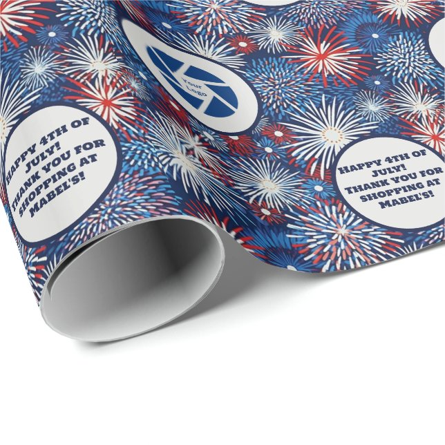 Einzelhandel 4. Juli Logo-Text für Fireworks Geschenkpapier (Rolleneckpunkt)