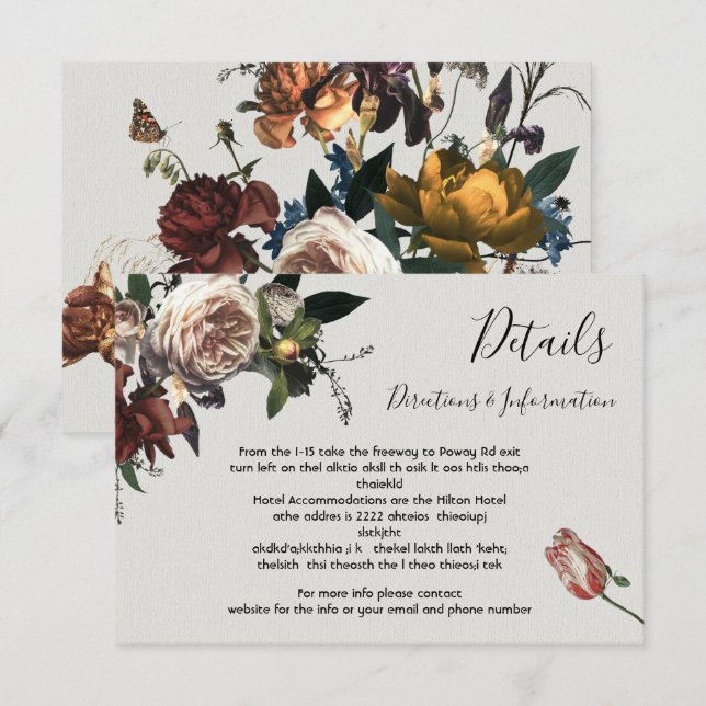Einzelheiten zu den Blumenzwiebeln und der Informa RSVP Karte (Vorne/Hinten)