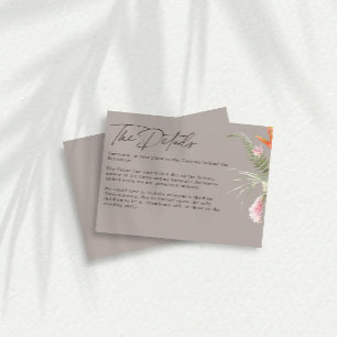 Einzelheiten zu den Hochzeiten der tropischen Flor Begleitkarte