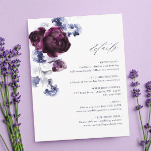 Einzelheiten zu Lila Hochzeiten und Indigo Blue Fl Begleitkarte