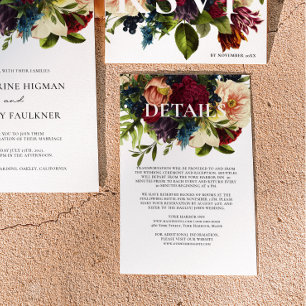 Einzelheiten zu Moody Floral Burgundy Wedding Begleitkarte