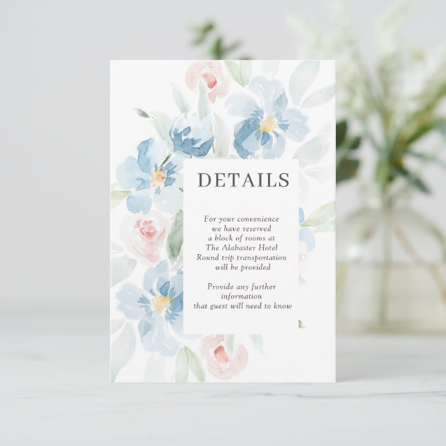 Einzelheiten zu Wasserfarbenblüten und Blauen Hoch Begleitkarte (Stehend Vorderseite)