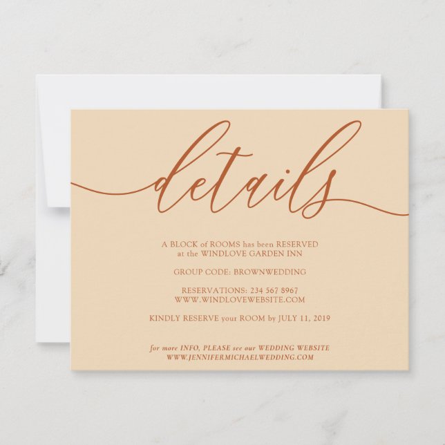 Einzelheiten zum Hochzeitsplanprogramm RSVP Karte (Vorderseite)
