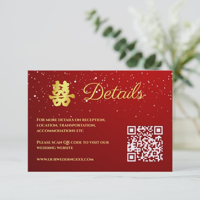 Einzelheiten zum Hochzeitssnowflake in Rot-China Begleitkarte (Stehend Vorderseite)