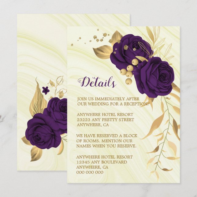 Einzelheiten zum lila Goldbarsch mit Blumen Begleitkarte (Vorne/Hinten)