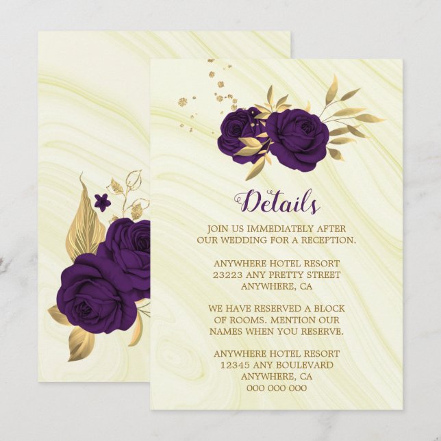 Einzelheiten zum lila Goldbarsch mit Blumen Begleitkarte (Vorne/Hinten)