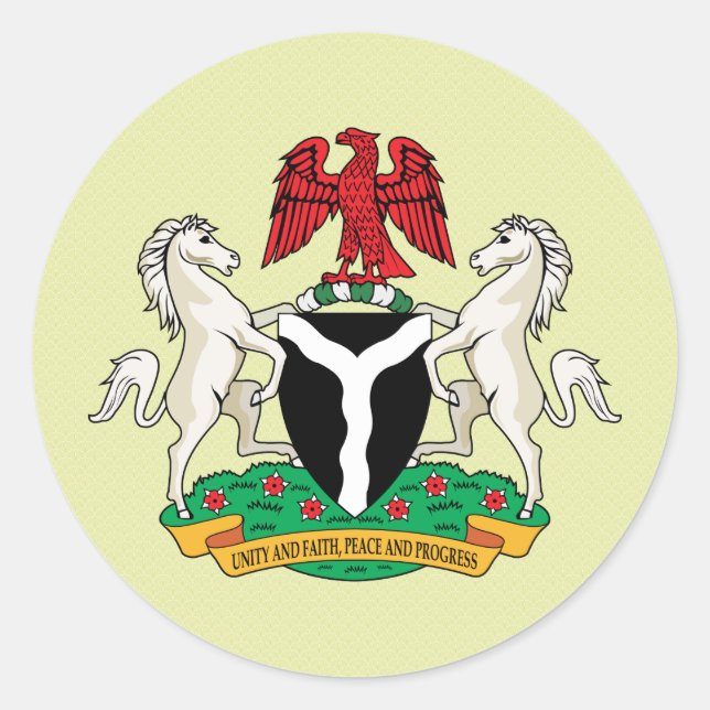 Einzelheiten zum Nigerianischen Wappen Runder Aufkleber (Vorderseite)