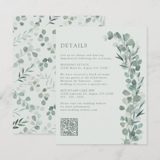 Einzelheiten zur Eukalyptus-Sage Begleitkarte (Vorne/Hinten)