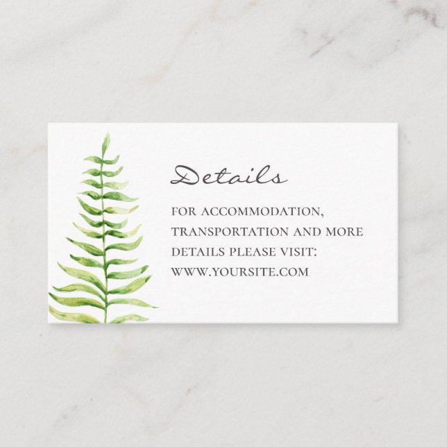 Einzelheiten zur Hochzeit. Botanischer Wald Begleitkarte (Vorderseite)