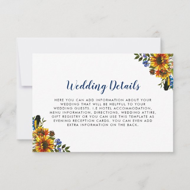 Einzelheiten zur Hochzeit der Blauen Sonnenblume d Einladung (Vorderseite)