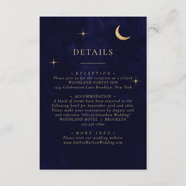 Einzelheiten zur Hochzeit der Gold Moon Stars in d Begleitkarte (Vorderseite)