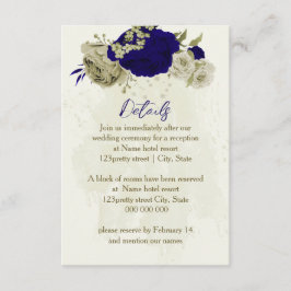 Einzelheiten zur Hochzeit in Royal Blue Beige Begleitkarte