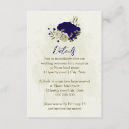 Einzelheiten zur Hochzeit in Royal Blue Beige Begleitkarte