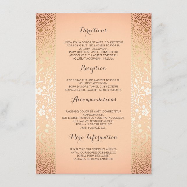 Einzelheiten zur Hochzeit von Goldpfirsichen - Inf Begleitkarte (Vorderseite)