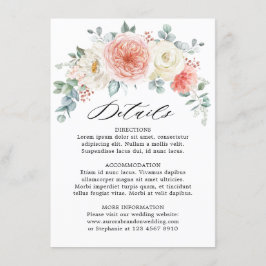 Einzelheiten zur Hochzeit von Pfirsichpfirsichpfir Begleitkarte