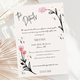 Einzelheiten zur Hochzeit von Whimsical Hand Drawn Begleitkarte