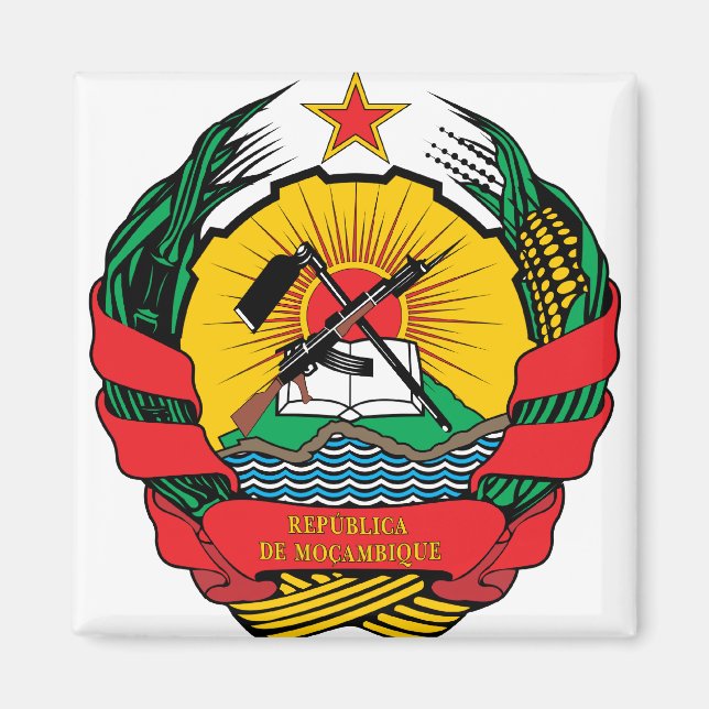 Einzelheiten zur mosambikanischen Wappen Magnet (Vorne)