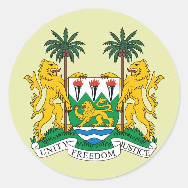 Einzelheiten zur Sierra Leone-Wappen Runder Aufkleber (Vorderseite)