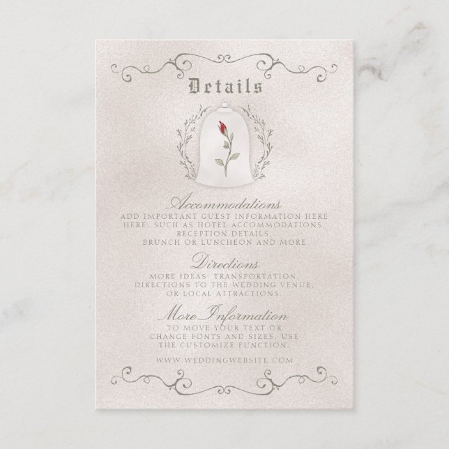 EINZELKARTE | elegante Rote Rose der Begleitkarte (Vorderseite)