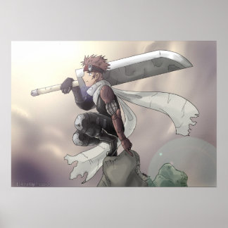 Einzelkrieger, der den Himmel betrachtet Poster