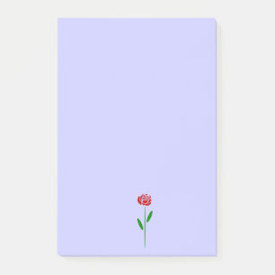 Einzelne Art Deco Rote Rose Grüne Blätter und Stie Post-it Klebezettel