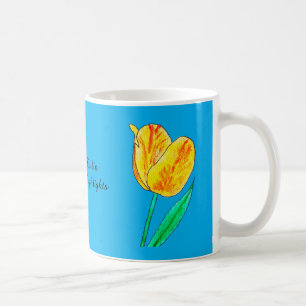 Einzelne gelbe Tulpe mit roten Highlights Kaffeetasse