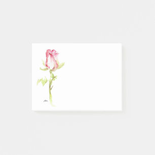 Einzelne handgemalte Wasserfarbe Rosa Rote Rose Post-it Klebezettel