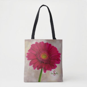 Einzelne Hot-Pink-Gerbera-Tragetasche Tasche